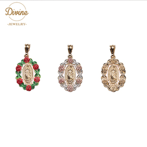 Pendentif Rose Vierge <span class=keywords><strong>Marie</strong></span> plaqué or 14 carats ChinaDivine, collier simple et élégant avec breloques Maria colorées, bijoux religieux - Product Image 1