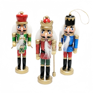 Pequeño rey de madera Cascanueces <span class=keywords><strong>soldado</strong></span> 3/S adorno colgante de <span class=keywords><strong>Navidad</strong></span> adornos navideños elegantes <span class=keywords><strong>figura</strong></span> ornamento - Product Image 1
