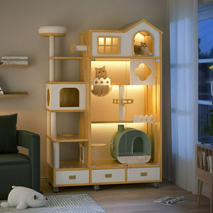 Villa en bois pour plusieurs chats, cage personnalisée, grande maison pour chats d'intérieur à 5 niveaux, perchoir de groupe, réseau, zone de couchage communautaire, mobilier pour animaux de compagnie - Product Image 6