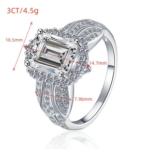 Feiner Luxus schmuck Rhodiniert S925 Sterling Silber 3 Karat Smaragd & Strahlend VVs1 Moissan ite Riesiger Verlobung sring für Frauen - Product Image 5