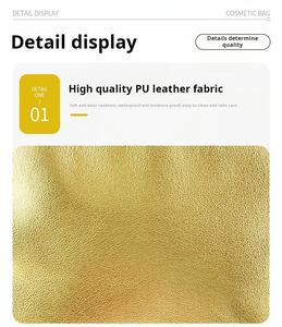 Sac de maquillage en cuir PU or et argent de luxe, avec organisateur de cosmétiques élégant et pratique, imperméable, pour les voyages et l'usage quotidien - Product Image 4