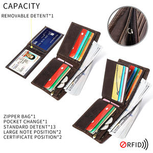 Andong चमड़े आरएफआईडी ब्लॉक कार्ड धारक के लिए पुरुषों वास्तविक गाय चमड़ा बटुआ बुना पैटर्न लघु बटुआ विंटेज फैशन 380 - Product Image 4