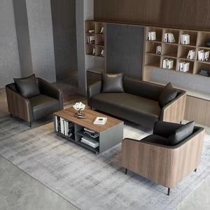 Precio al por mayor Recepción modular Seccional Moderno Diseño simple Ocio Muebles de sala de estar Sofá de oficina de cuero - Product Image 4