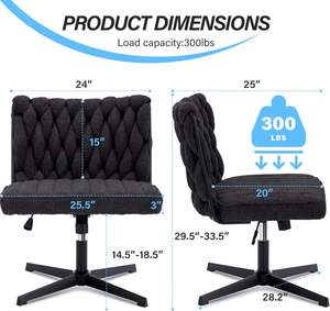 Ghế văn phòng ngồi chéo chân, ghế văn phòng hiện đại không tay vịn với chỗ ngồi rộng - Product Image 2