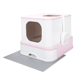 Grand bac à litière anti-éclaboussures avec couvercle Boîte à litière en plastique fermée avec tiroir à litière type <span class=keywords><strong>toilette</strong></span> pour <span class=keywords><strong>chat</strong></span> - Product Image 1