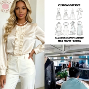 Blusa Elegante de Manga Larga con Volantes Delanteros, Cuello Redondo, Espalda con Abertura, Puños con Perlas, Blusa Casual para Oficina, Top para Mujer - Product Image 1