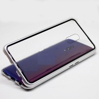 Casing Kaca Tempered Bening Belakang, Bingkai Logam Adsorpsi Magnetik untuk Oppo A31 A8 A5 A9 2020 RENO 2 2Z 2F Realme 3 5 Pro X Lite C2