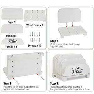 Organisateur de fichiers de bureau multifonctionnel en bois écologique à 4 emplacements pour documents, lettres et enveloppes - Étagère de rangement décorative pour la maison - Product Image 5