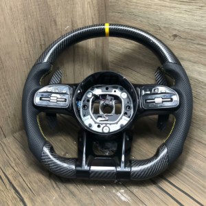 Volant pour Benz <span class=keywords><strong>AMG</strong></span> GT CLA GLB 35 45 GLB GLE <span class=keywords><strong>53</strong></span> 63 <span class=keywords><strong>AMG</strong></span> GT S 4MATIC en fibre de carbone véritable - Product Image 3