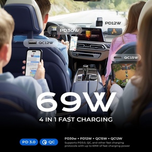 Cargador de Coche LISEN Mejorado de 84W, <span class=keywords><strong>4</strong></span> en 1, Cable USB Retráctil con Doble Tipo C, Cable de Carga Rápida para Encendedor de Cigarrillos, para iPhone/Samsung - Product Image 3