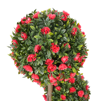Arbre topiaire artificiel en rose rouge à 3 boules, résistant aux UV, personnalisé, plante en pot artificielle détachable, décoration de jardin extérieur, bureau, Pâques