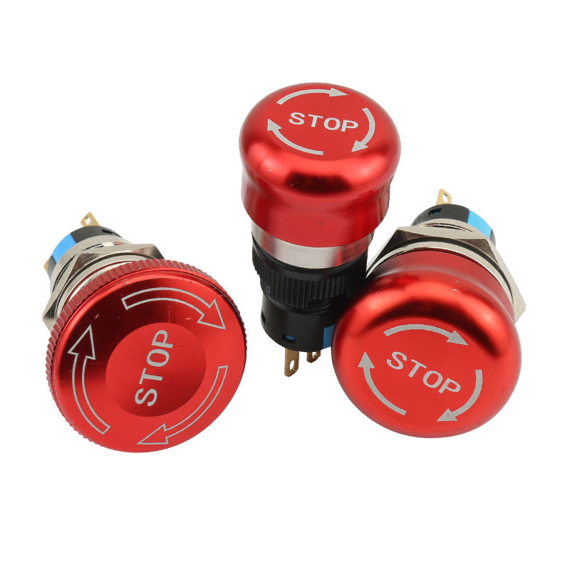 Emergency Stop Mushroom-Shape Brass Push Button Switch IP65 10A 1NO1NC 500000 Times Mechanical Life LiXiang Home Appliances