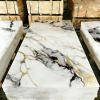 Panneau mural de salle de bain moderne en PVC WPC imperméable avec motif marbre, ignifuge, garantie 5 ans pour la décoration intérieure d'hôtel