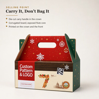 Boîte d'emballage en carton ondulé avec poignée portable, boîte cadeau alimentaire personnalisée pour les fêtes de Noël, pour les noix, les biscuits, le chocolat, recyclable et pliable