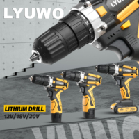 Taladro de Impacto LYUWO 20V/18V/12V con Motor sin Escobillas, 800g, Ligero, Torque Ajustable, Mandril sin Llave, Uso Industrial