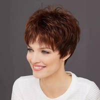 Perruques courtes bouclées pour femmes, perruques tressées avec frange, perruques synthétiques pour tous les jours, perruque courte bouclée rouge-brun moelleuse