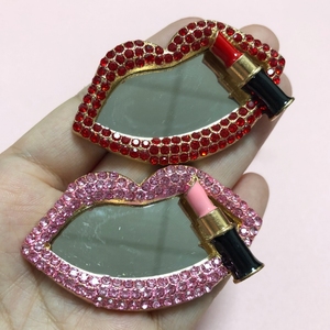 高級ブリングピンクレッドラインストーンリップオーナメントブラックリップスティックチューブフラットバックチャームDIYジャンクフォンケースデコレーション卸売り - Product Image 3