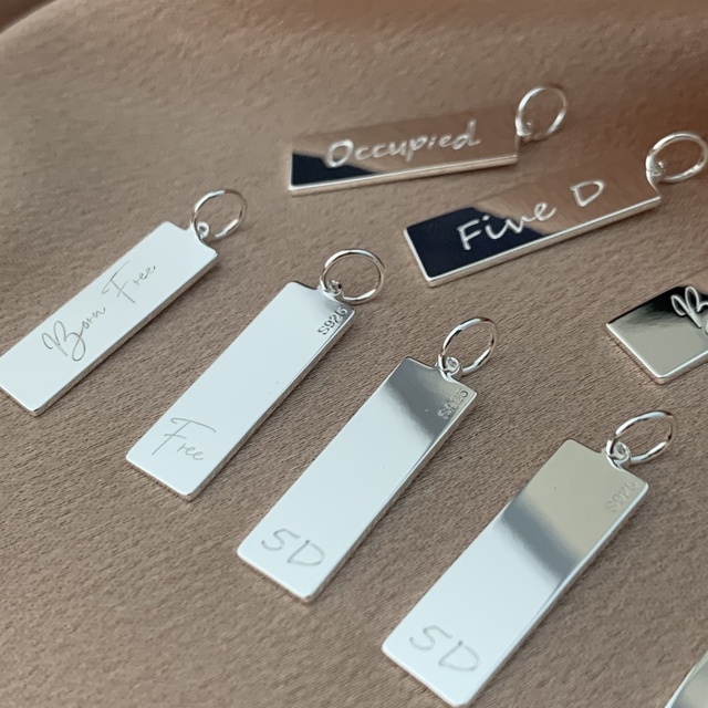 High-end Mirror Polished 925 Silver Rectangle Bar Charms Custom Message Blank Bar Pendant Charms for Jewelry Making