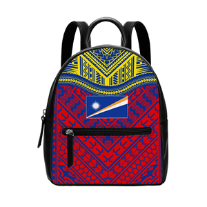 New Custom Print Women PU Leather <b>Waterproof</b> <b>Backpack</b> <b>Small</b> Size Zipper Bag Polynesian Printed - Product Image 1