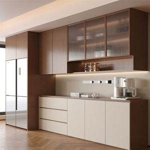 Armoires de cuisine en bois massif de style américain, armoires murales en bois, armoires de cuisine modulaires personnalisées - Product Image 2