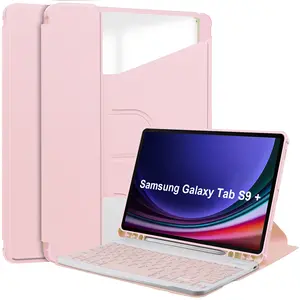 إطار لوحة مفاتيح تابلت Samsung Galaxy Tab S9 Plus us غلاف لوحة مفاتيح Fundas Coque من جلد البولي يوريثلين