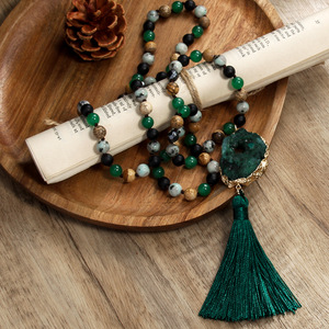 Collar de Moda Boho para Mujer, Regalo con Cuentas de Cristal y Piedras Naturales, Borla y Colgante <span class=keywords><strong>Irregular</strong></span> de Druzy - Product Image 6
