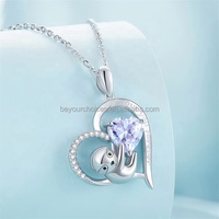 Nuevo mono personalizado lindo collar de Amistad circón lujo grabado barato único corazón piedra Natural latón cadena collares