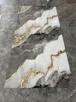 Nouveau design de panneau alternatif en marbre PVC métallisé doré Panneau mural en feuille de marbre UV