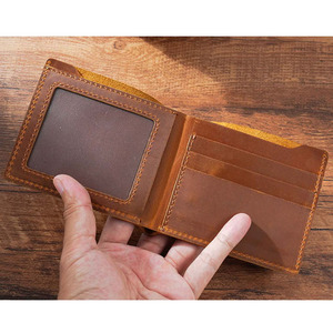 Bolso de tarjeta de visita de patrón sólido de cuero de vaca de alta calidad para hombres con soporte para boletos para <span class=keywords><strong>adolescentes</strong></span> billetera corta - Product Image 3