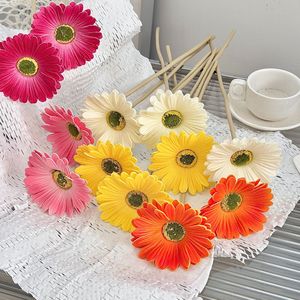 Fleurs artificielles Yasunobu Gerbera en plastique PU, branche unique, orange, jaune, blanc, rose, rouge corail, décoration pour la maison et les mariages - Product Image 4