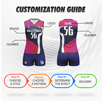 Jersey dan Celana Pendek Voli Unisex Printing Sublimasi Penuh, Cepat Kering, Tanpa Lengan, Set Seragam Voli untuk Latihan, Pq25077