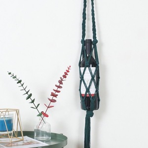 <span class=keywords><strong>Borsa</strong></span> a rete in corda di cotone ecologica intrecciata a mano, riutilizzabile, per confezionamento vino rosso, porta bottiglia in macramè - Product Image 3