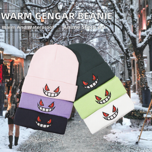 Gorro de Punto Bordado con Dibujos Animados de Anime para Otoño e Invierno, Gorros Cálidos de Gengar para Navidad, Halloween, Pascua, Día de San Valentín - Product Image 2