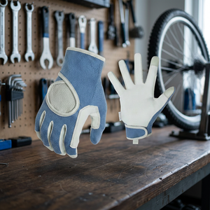 Gants de travail antidérapants en PU JNA GROUP, bleu et blanc, avec poignet élastique, bouts des doigts texturés, sans latex, gants de sécurité à usage général, taille 4 - Product Image 3