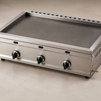 Grill de table professionnel robuste au gaz GPL avec plaque en fonte antiadhésive pour la restauration commerciale et les snack-bars