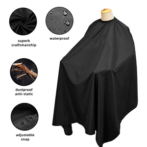 Cape de coiffure imperméable en polyester avec logo noir à pression pour salon de coiffure, robe de coupe de cheveux - Product Image 3