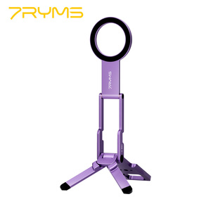 7RYMS 7RIG T1(Purple) Waterproof Flexible Aluminum Magnetic Foldable Carabiner <b>Phone</b> <b>Stand</b> for Smartphone Bed & <b>Desk</b> Use - Product Image 1