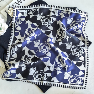 Silk Bandana Custom Logo Geometric Patchwork Lightweight Summer Square Neckerchief Headscarf Factory Wholesale - Product Image 5