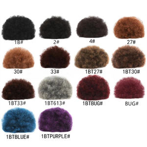 Afro Puff Drawstring <span class=keywords><strong>Ponytail</strong></span> with Bangs Pineapple Updo Hair for Black Women Short Kinky Curly <span class=keywords><strong>Ponytail</strong></span> Bun - Product Image 6