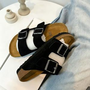 Birkenstocks – Mules et sabots de pêcheur pour hommes toutes saisons, sandales gladiateur à bout carré en cuir véritable beige, pantoufles de massage - Product Image 2