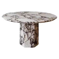 Table à Dîner Ronde de Luxe en Marbre Artificiel Calacatta Viola, Style Nordique, pour Salle à Manger, Restaurant et Appartement