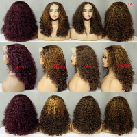Los mejores vendedores de Peluca de encaje, pelucas de cabello humano real, SDD 14 pulgadas Color marrón Lujo Curl 13X4 Pelucas de cabello humano con encaje frontal