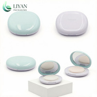 Boîtier de poudre compacte rond vert personnalisé, écologique, en plastique ABS, avec logo en relief, pour marques de beauté