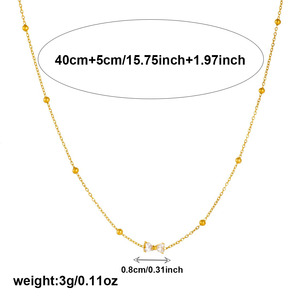 Diamond Zircon Bow Necklace Gold Plated Stainless Steel Minimalist Clavicle Chain Everyday Wear - Product Image 4