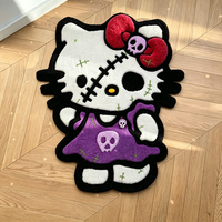 Tapis tufté à la main Hello Kitty, tapis personnalisé en forme de personnage de chat de dessin animé, tapis anime