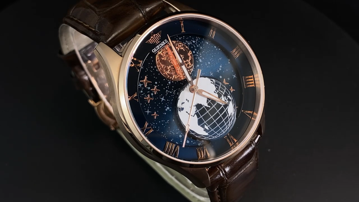 Oupinke 3177 Starry Sky Moon Phase Wrist Watch - Mechanical