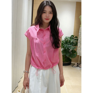 Completo Estivo 2026 da Donna: Camicia Senza Maniche Rosa/Blu/Giallo con Colletto Risvoltato e Bottoni, Vestibilità Ampia, <span class=keywords><strong>Top</strong></span> Casual - Product Image 2