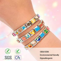 Bracelet personnalisé en acier inoxydable, thème floral créatif et rafraîchissant, style italien, à maillons interchangeables, pour une personnalité unique