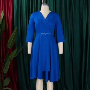 Nouvelle Robe Africaine Décontractée pour Femme, Col en V, Jupe Ample, Taille Haute, Style Européen et Américain, Collection Automne Hiver - Product Image 4