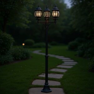 Lampe de sol extérieure brillante Istria LED E27 180W noire IP44 en aluminium pour l'éclairage de jardin - Product Image 2